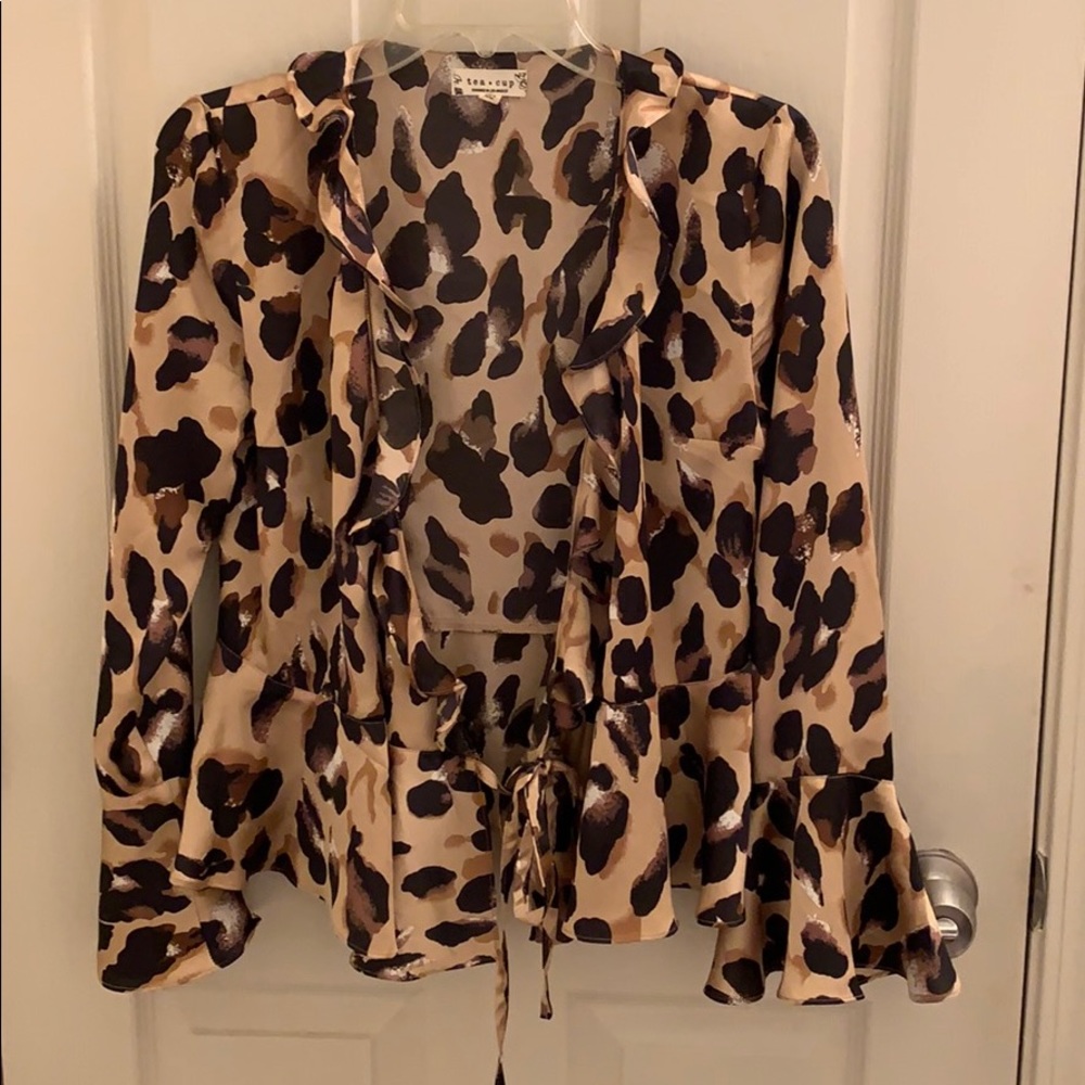 Leopard print wrap top